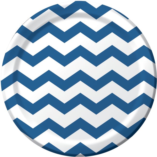 Chevron & Dots Blue 9inch Paper Plates Party at Lewis Elegant Party Supplies, Plastic