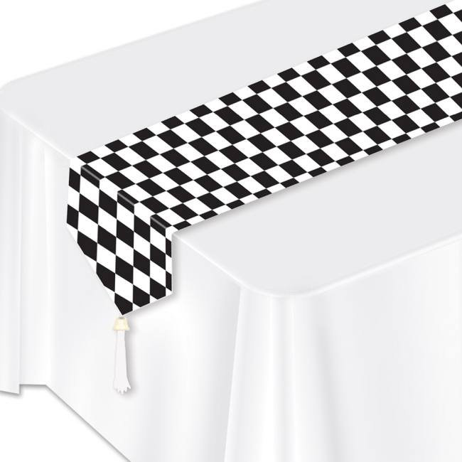 black and white checkered runner