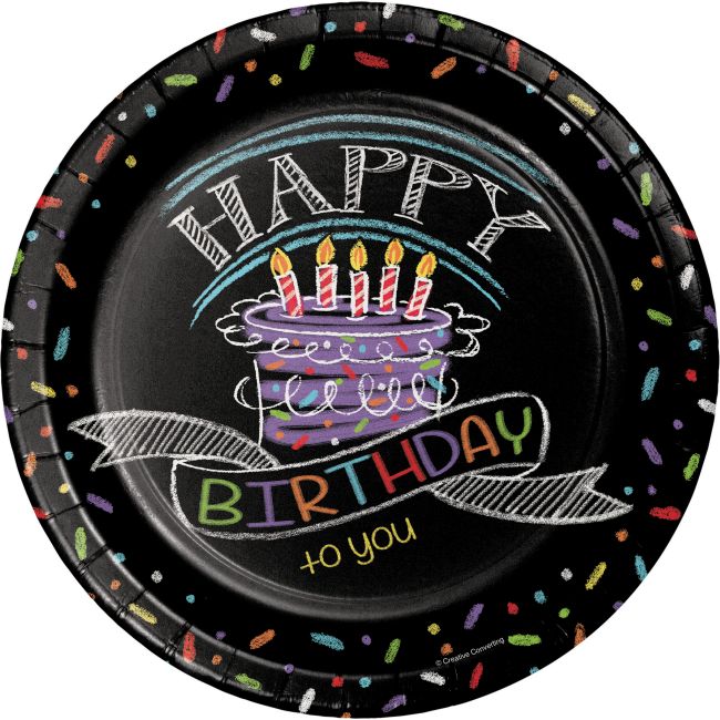 Chalk Birthday 9inch Plates Party at Lewis Elegant Party Supplies