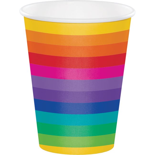 Rainbow 12oz Hot/Cold Paper Cups Party at Lewis Elegant Party Supplies