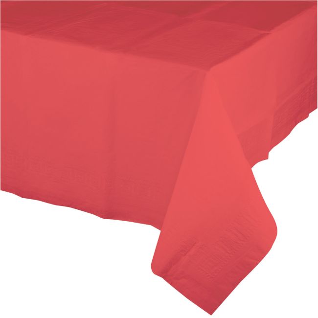 Coral Plastic Banquet Tablecloth Party at Lewis Elegant Party Supplies