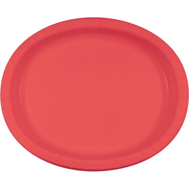 Coral Sturdy Style 12inch Oval Paper Plates Party at Lewis Elegant