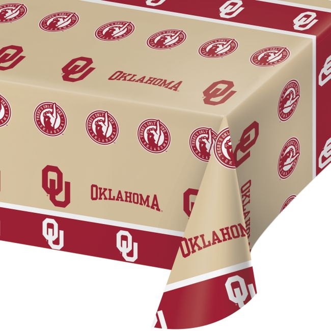 Oklahoma Sooners Plastic Tablecloth Party at Lewis Elegant Party