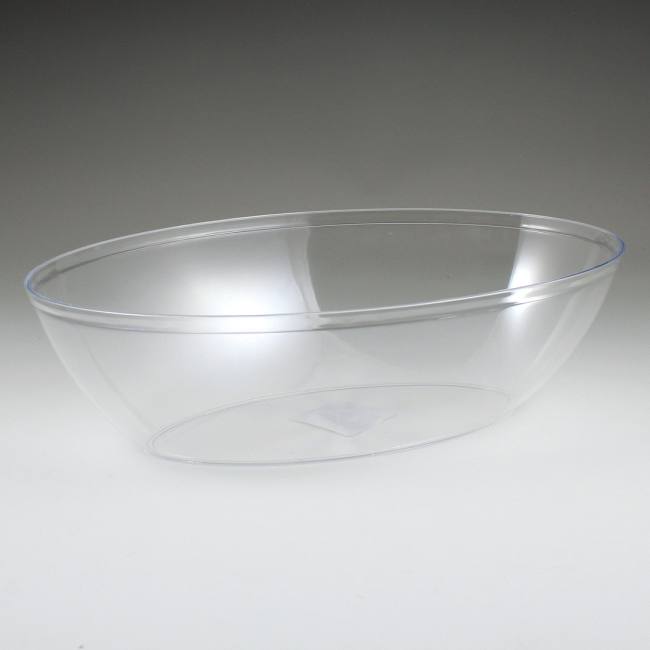 Pack of 2 Plastic Oval Bowl | Clear Pebbled 48 oz