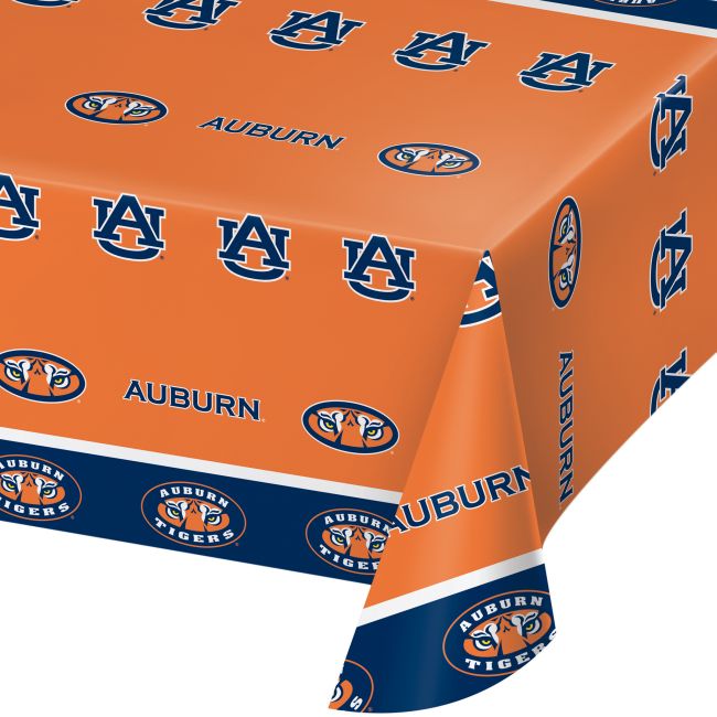 Auburn Tigers Plastic Tablecloth Party at Lewis Elegant Party Supplies, Plastic Dinnerware