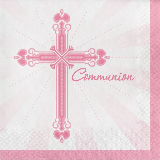 Blessings Pink Communion Lunch Napkins Party at Lewis Elegant Party