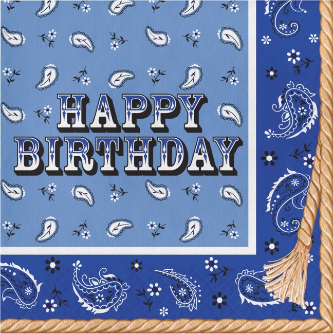 Western Cowboy Happy Birthday Banner for Boys Western Cowboy Party Themed Decoration Blue and Red Western Bandana Pennant Happy Birthday Banner and Garland Cowboy Birthday Party Supplies