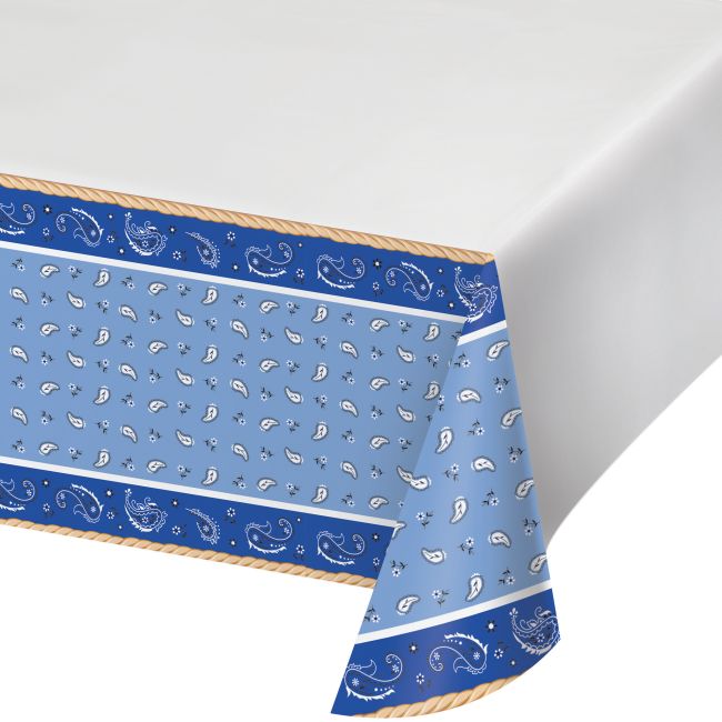 Blue Bandana Cowboy Plastic Tablecloth Party at Lewis Elegant Party