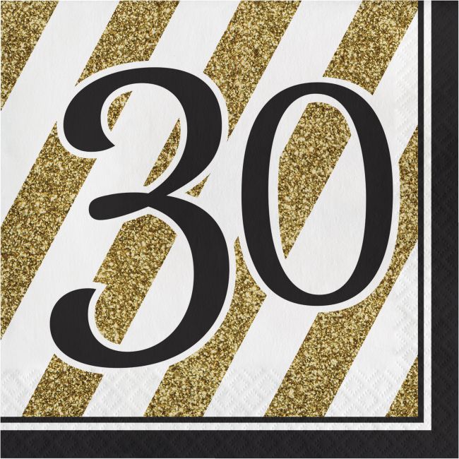 Black and Gold 30th Birthday Lunch Napkins: Party at Lewis Elegant ...