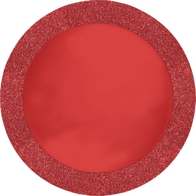Round Red Glitter Border 14inch Paper Placemats Party at Lewis
