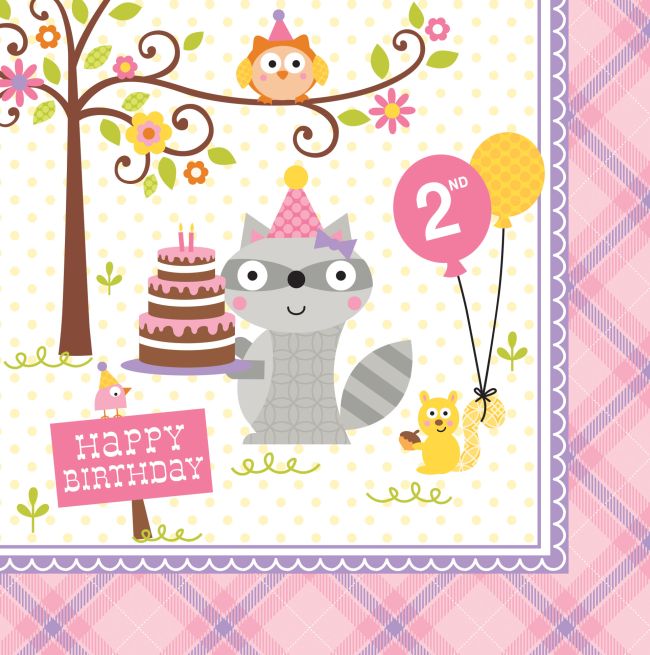Happy Woodland Girl 2nd Birthday 3-Ply Lunch Napkins: Party at Lewis ...