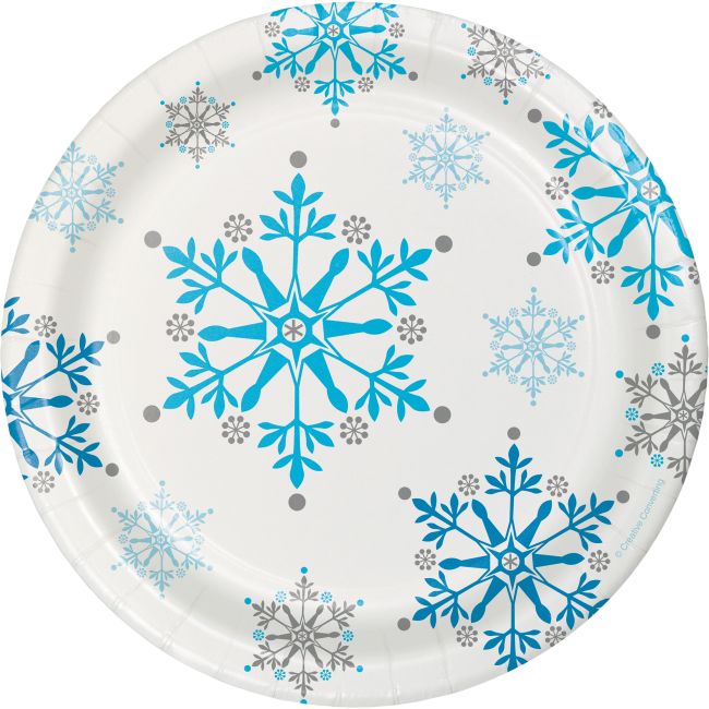 Snowflake Swirls 7inch Plates Party at Lewis Elegant Party Supplies