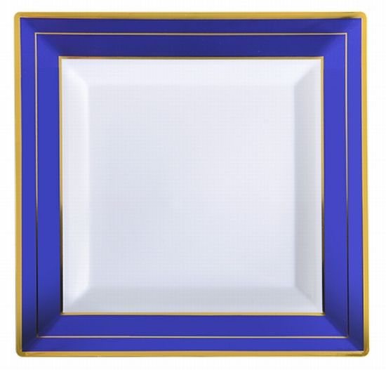 Cobalt Blue w/Gold Trim Square Plastic Plates 4.5inch Party at Lewis