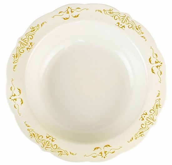 Heritage Bone w/Gold Trim Plastic Soup Bowls 10 oz Party at Lewis