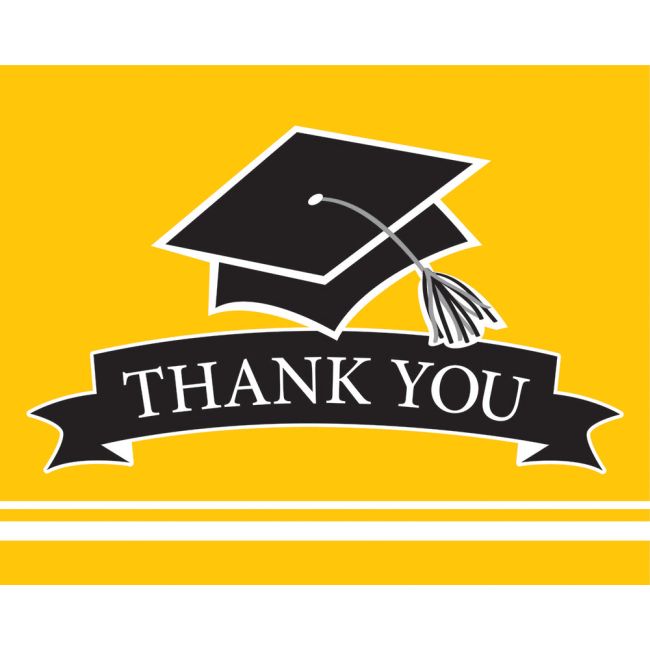 thank you cards for grad party Gold And Black Custom Thank You Cards For Graduation