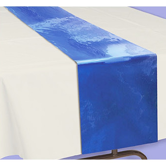 Blue Metallic Table Runner 20foot Roll Party at Lewis Elegant Party