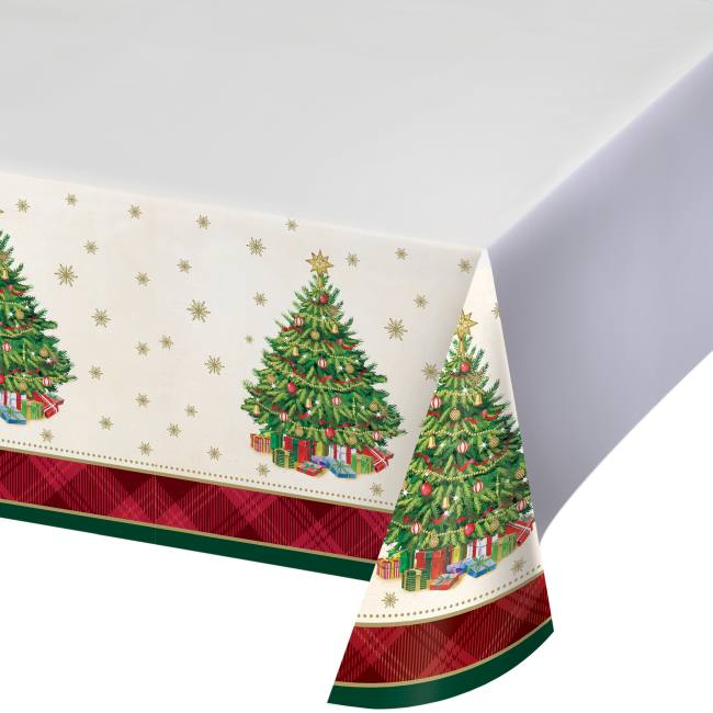 Christmas Tree Traditions Plastic Tablecloth Party at Lewis Elegant