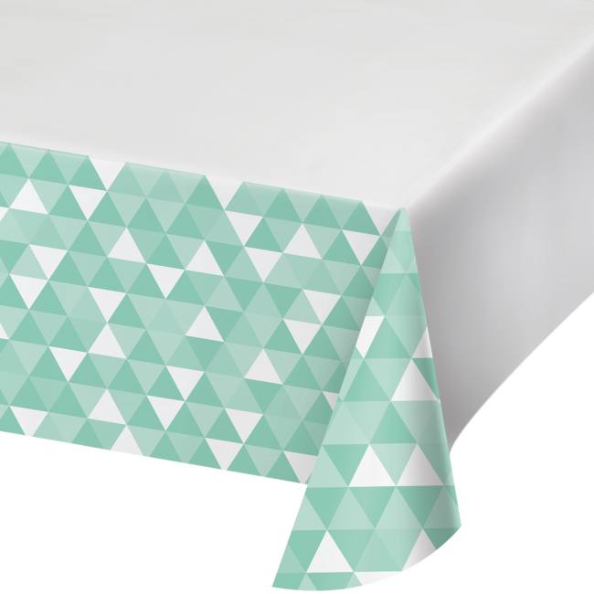 Fractal Fresh Mint Green Plastic Tablecloth Party at Lewis Elegant