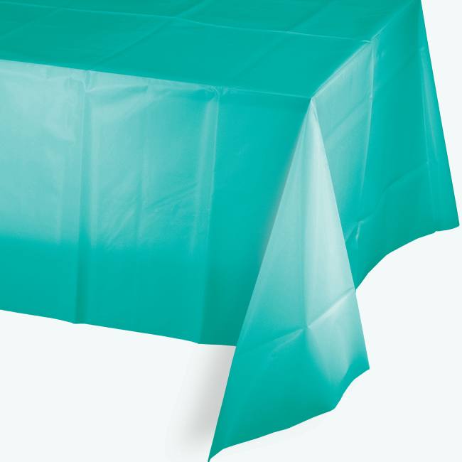 Teal Lagoon Plastic Banquet Tablecloth Party at Lewis Elegant Party