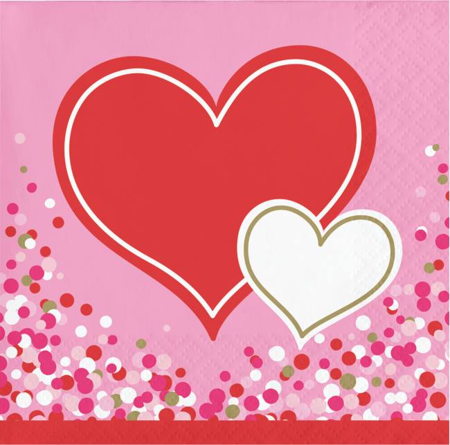 Valentine Happy Heart Beverage Napkins Party at Lewis Elegant Party