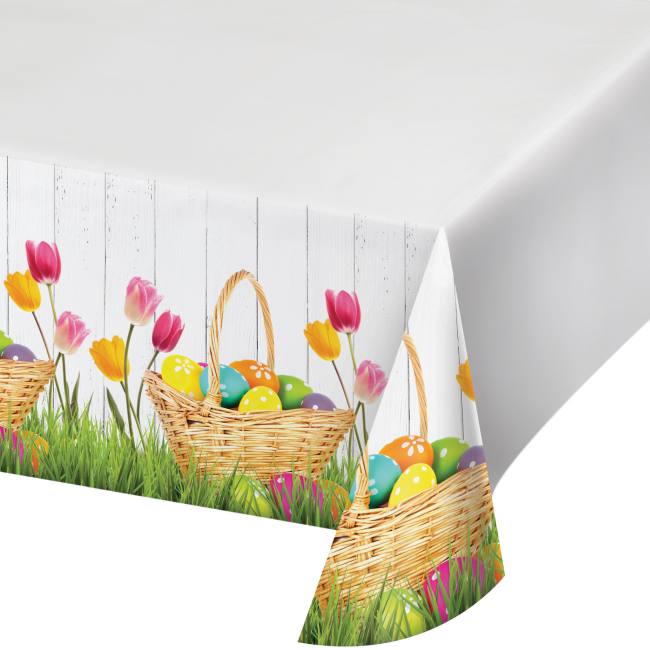 Easter Basket Bounty Plastic Tablecloth Party at Lewis Elegant Party Supplies, Plastic