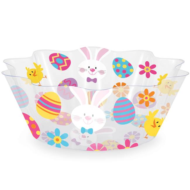 Easter 8inch Plastic Clear Fluted Bowl Party at Lewis Elegant Party Supplies, Plastic