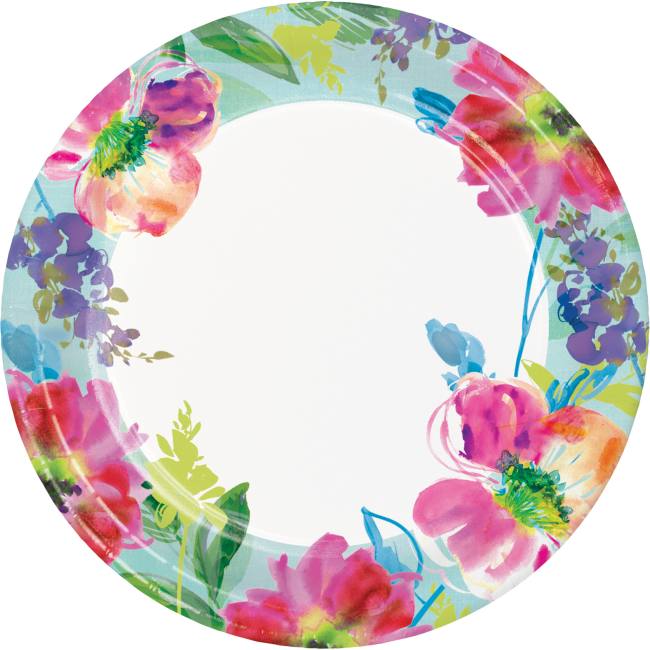 Painterly Floral 9inch Plates Party at Lewis Elegant Party Supplies
