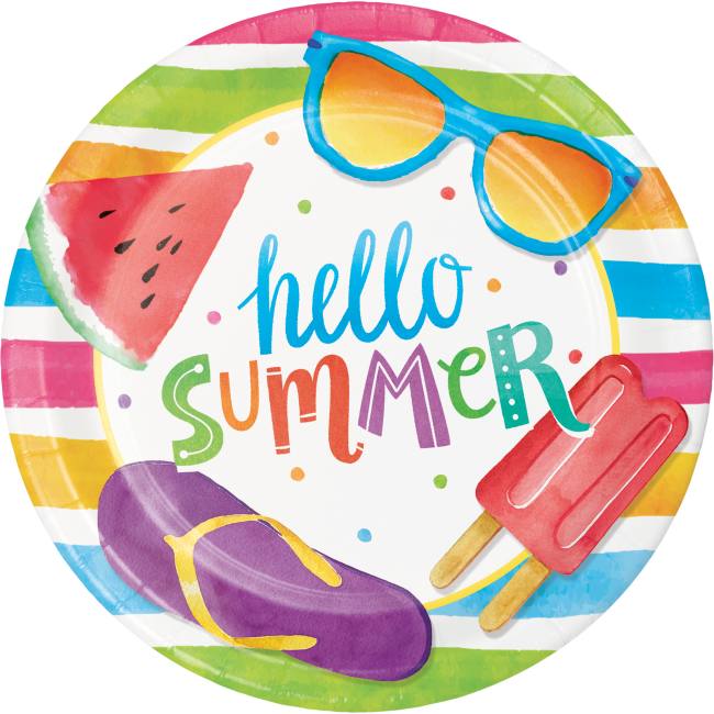 Hello Summer 7-inch Plates: Party at Lewis Elegant Party Supplies ...