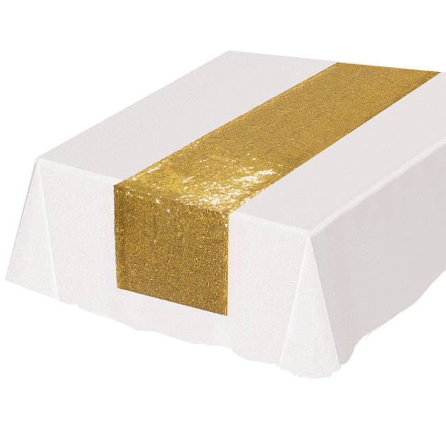 Sequined Gold Table Runner Party at Lewis Elegant Party Supplies