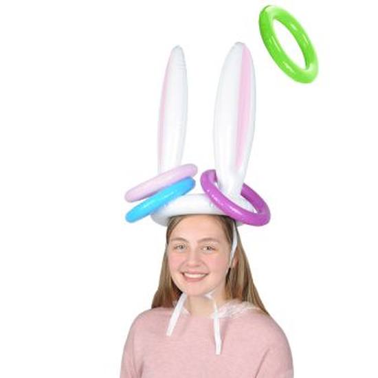 Bunny Ears Inflate Ring Toss and Bean Bags Toss Game Easter Party Favor Supplies Games Decorations for Kids Family Easter Bunny Toss Games Set 