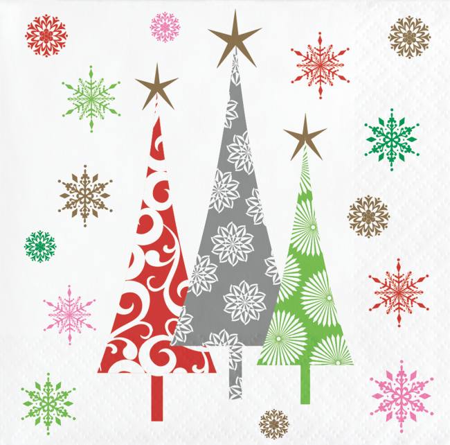 Contemporary Christmas Trees Beverage Napkins Party at Lewis Elegant