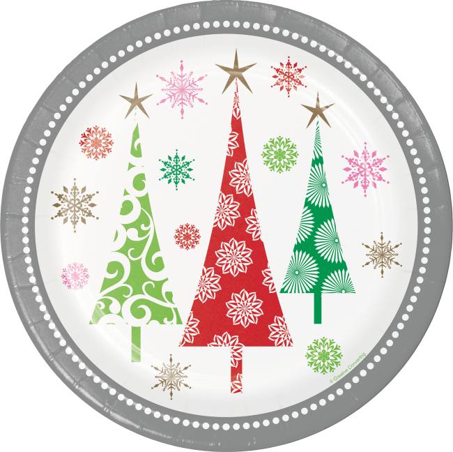 Contemporary Christmas Trees 9inch Plates Party at Lewis Elegant Party Supplies, Plastic