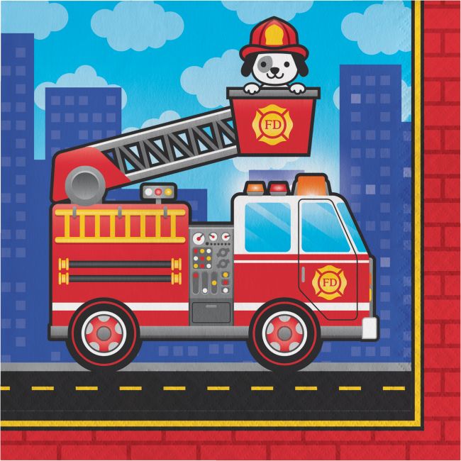 Flaming Fire Truck Lunch Napkins Party at Lewis Elegant Party Supplies