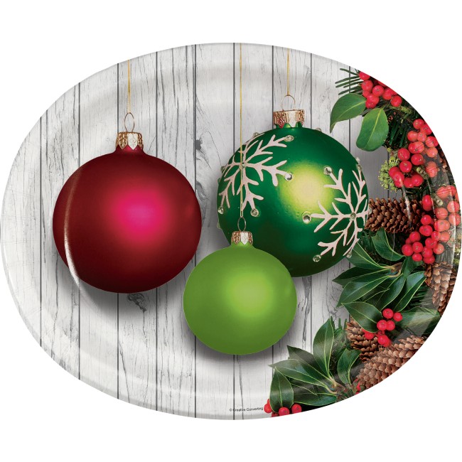 Christmas Ornaments 12inch Oval Plates Party at Lewis Elegant Party