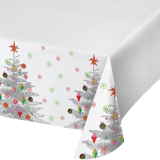 Bright Christmas Tree Plastic Tablecloth Party at Lewis Elegant Party Supplies, Plastic