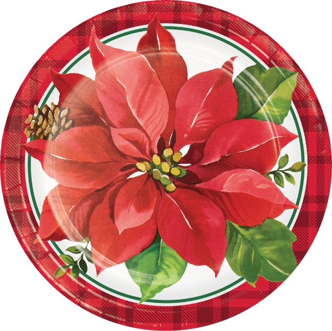 Christmas Poinsettia 9inch Plates Party at Lewis Elegant Party
