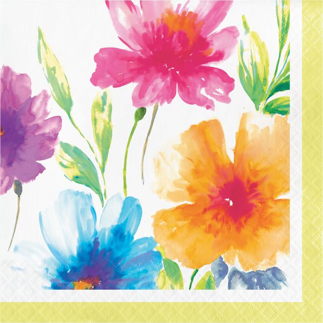 Watercolor Floral Lunch Napkins Party at Lewis Elegant Party Supplies