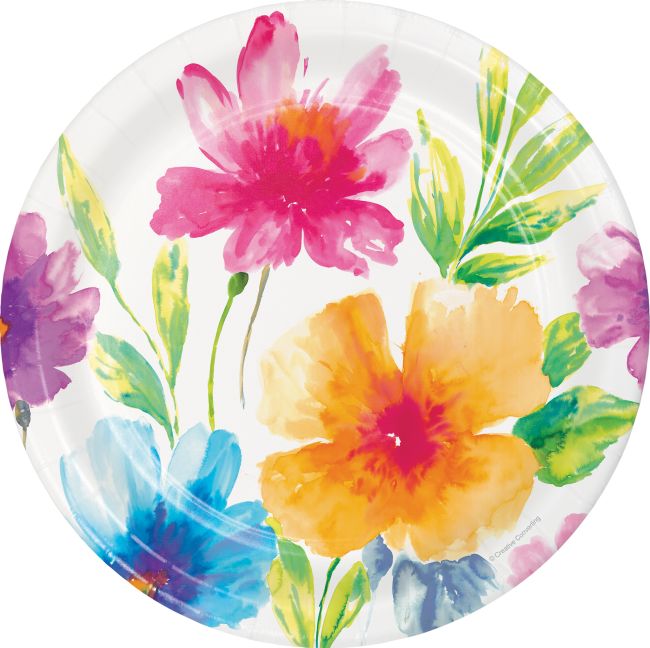 Watercolor Floral 9inch Plates Party at Lewis Elegant Party Supplies