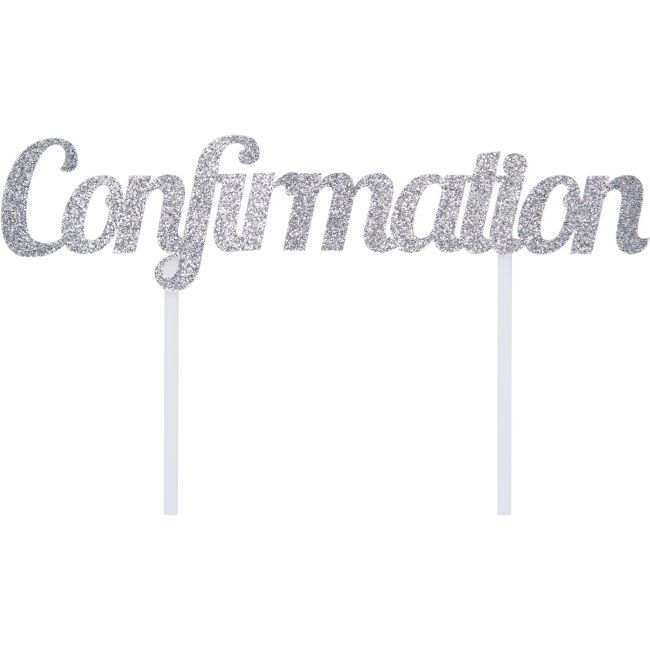 Confirmation Silver Glitter Cake Topper Party at Lewis Elegant Party