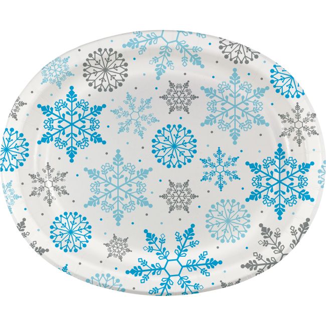 Winter Snowflake 12inch Oval Plates Party at Lewis Elegant Party