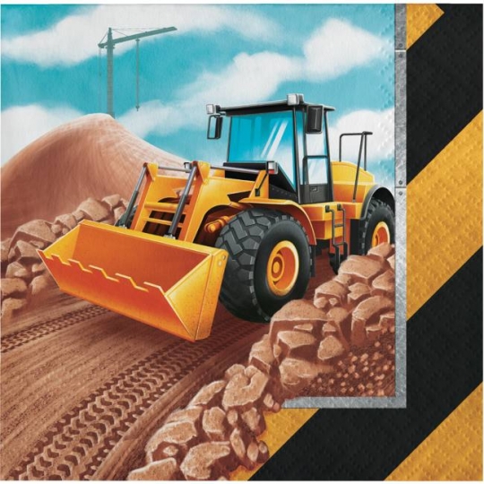 Creative Converting Big Dig Construction Beverage Napkins - Thumbnail 2