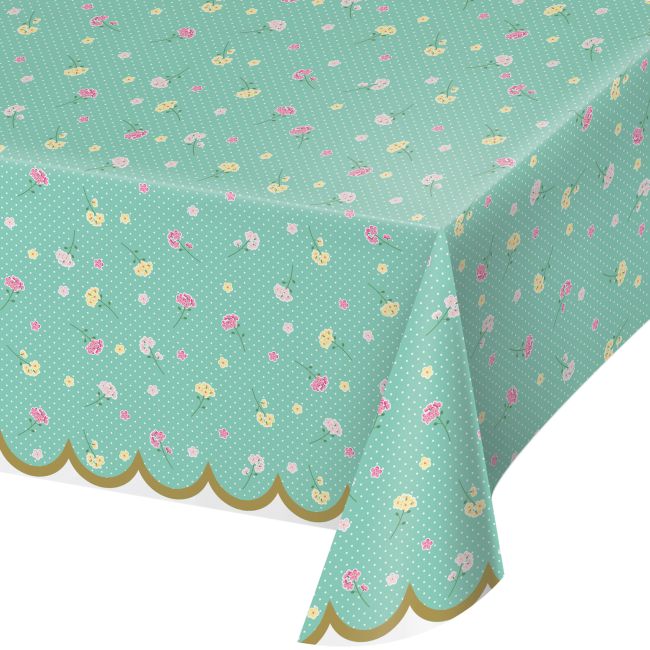 Floral Tea Party Plastic Tablecloth Party at Lewis Elegant Party