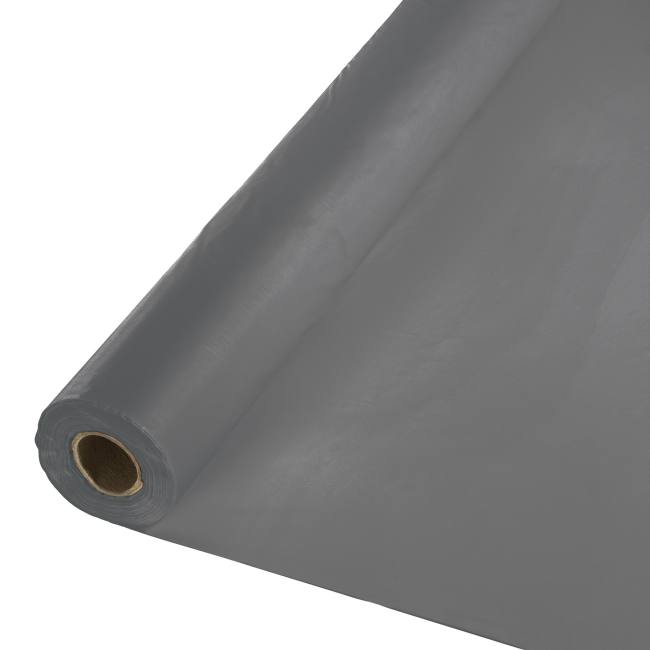 Glamour Gray Plastic Tablecloth 100foot Roll Party at Lewis Elegant Party Supplies, Plastic