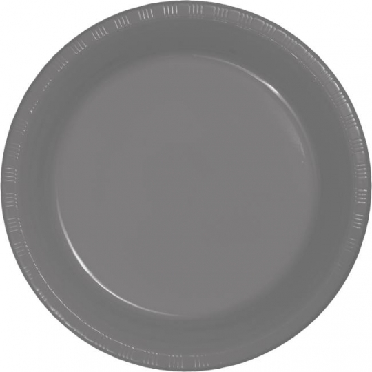 Glamour Gray Premium 9-inch Plastic Plates: Party at Lewis Elegant
