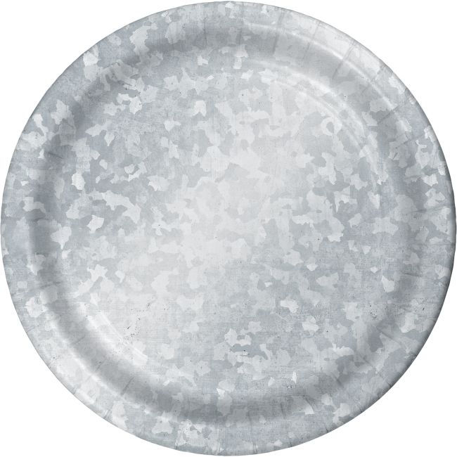 Galvanized Gray Foil 7inch Plates Party at Lewis Elegant Party