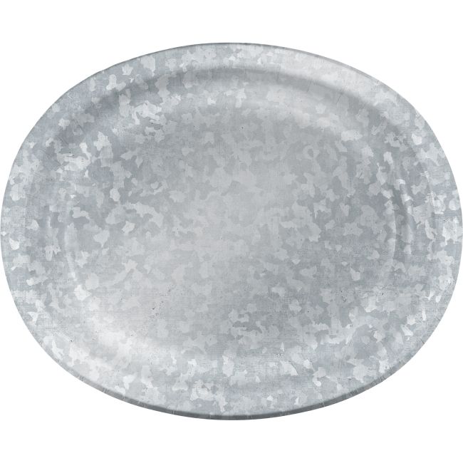 Galvanized Gray Foil 12inch Oval Plates Party at Lewis Elegant Party