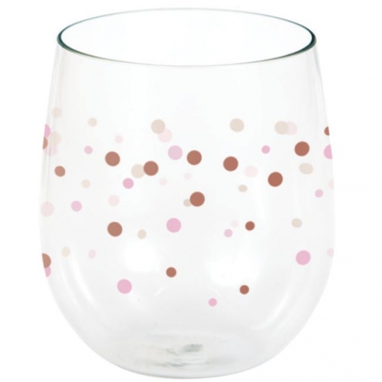 Gold Dots 14 oz Stemless Plastic Wine Glasses