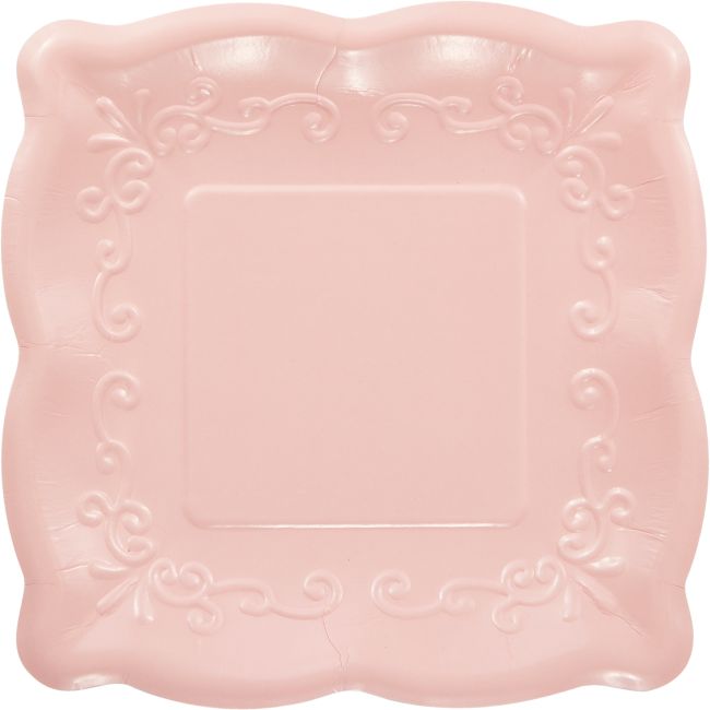 Elise Pink Pottery Embossed 7inch Paper Plates Party at Lewis Elegant