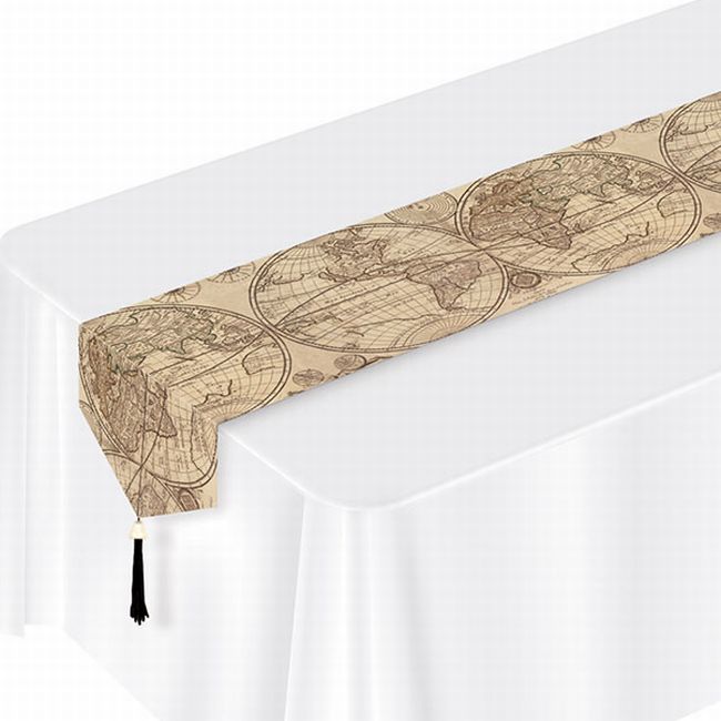 Around The World Laminated Paper Table Runner Party at Lewis Elegant
