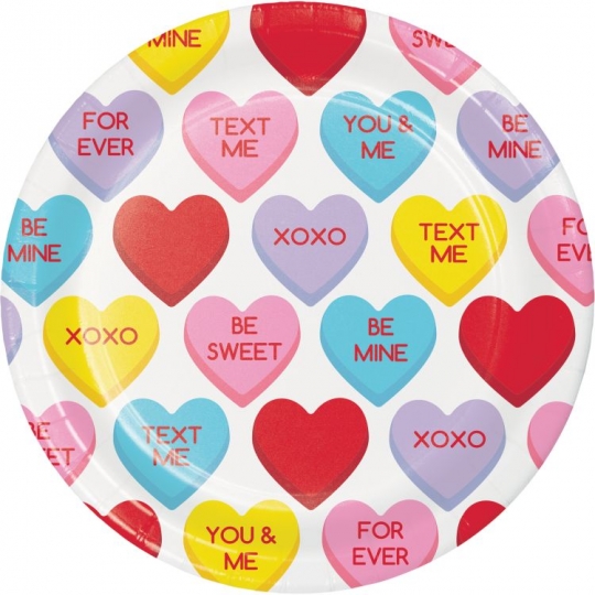 Whimsical Hearts Valentine's Day Party 7" Paper Plates 